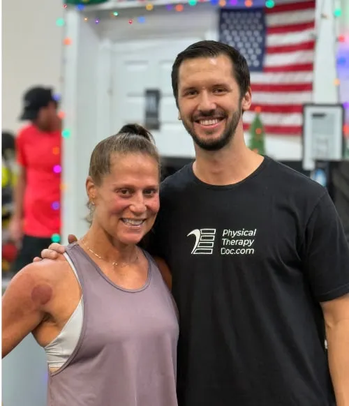 Dr. Vlad Madorsky with client Julie G. at Physical Therapy Doc in West Boca Raton
