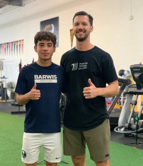 Dr. Vlad Madorsky with client Diogo Q. at Physical Therapy Doc in West Boca Raton