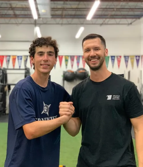 Dr. Vlad Madorsky with client Max S. at Physical Therapy Doc in West Boca Raton